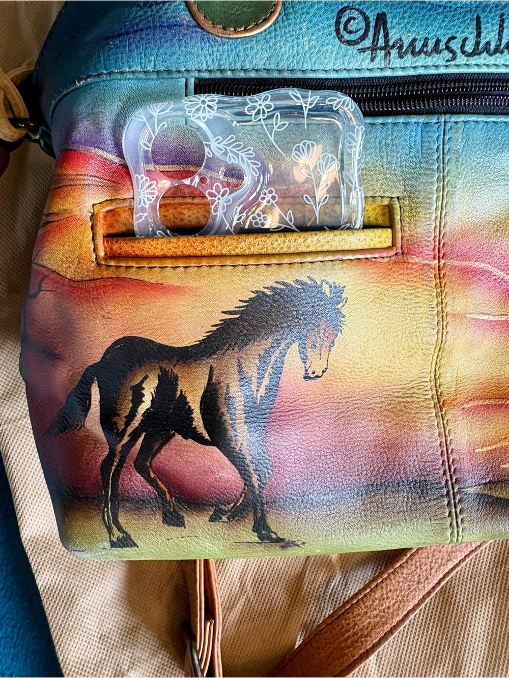 🐴🩵💚 Hand Painted Horse Purse 👜 - Picture 7 of 9